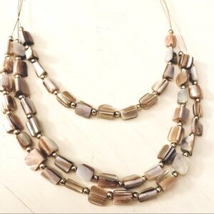 CHICOS Abalone Three Strand Necklace